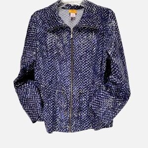 Sparkling Liquid Skin‎ Top Jacket Blue Black Snakeskin Cocktail PartySize 12